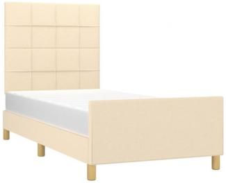 Bettgestell mit Kopfteil Creme 90x200 cm Stoff