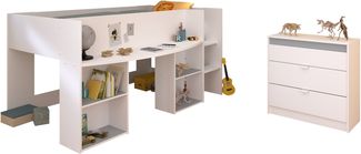 Jugendzimmer-Set >Pirouette 16< (2-teilig) in Weiss, mit drehbaren Elementen in Rosa oder Grau