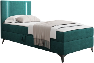 Boxspringbett Ono 1 mit LED-Beleuchtung und Bettkasten (Farbe: Manila 37, Seite: Links, Größe: 90 x 200 cm)