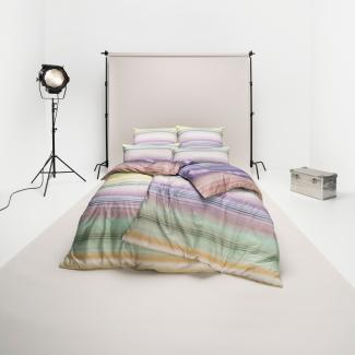 Estella Mako-Satin Bettwäsche-Garnituren 3 teilig Bezug 200 x 220 cm + 2 x Kissen 80 x 80 + x x Bright Streifen multicolor