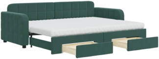 vidaXL Tagesbett Ausziehbar mit Schubladen Dunkelgrün 80x200 cm Samt 3196996