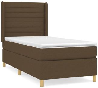 vidaXL Boxspringbett mit Matratze Stoff Dunkelbraun 80 x 200 cm, Härtegrad: H2 [3132028]