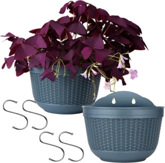 Hängende Blumenampel Set Kunststoff 2 Stück Blumentopf Balkon Terrasse Zaun