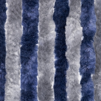 Moritz Flauschvorhang aus Chenille 100 x 200 cm blau grau Türvorhang als Fliegenschutz Insektenschutz für Camping Wohnwagen