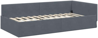 vidaXL Eckbettgestell mit Kopfteil Dunkelgrau 90 cm x 190 cm Stoff 42016072