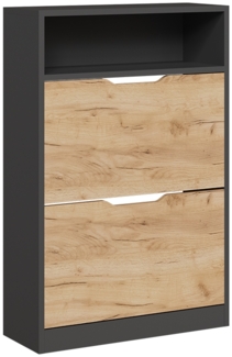 Schuhkipper Luca Anthrazit/Goldkraft Eiche 59 x 89.5 cm mit 2 Fächern Vicco