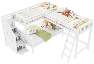 Odikalo Etagenbett Hochbett Kinderbett multifunktionales Treppenhaus 140*200 90*200cm