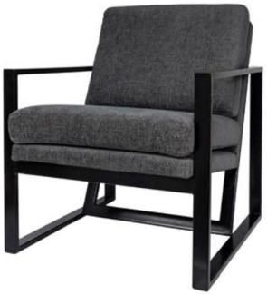 Casa Padrino Luxus Club Sessel mit Metallrahmen Grau / Schwarz 80 x 70 x H. 85 cm - Hotel Möbel