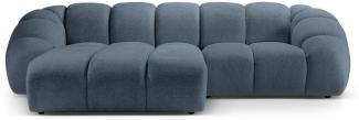 Micadoni Ecksofa Diana 3-Sitzer Links Strukturierter Samtstoff Jeansblau