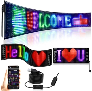 PRIISF LED Dekolicht LED Schild Display Werbung Leuchte Reklame Laufschrift Programmierbar, 12*68cm--440cmKabel, LED fest integriert, RGB Vollfarbe, Flexibler Digital Pixel Bildschirm Leuchtschrift Werbetafel APP Gaming