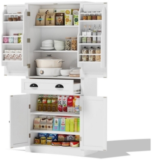 MODFU Hochschrank Multifunktionales,Sideboard (182 cm Hochschrank mit 4 Türen & 1 Schublade – Viel Stauraum mit flexibler Einteilung – Modernes Design für Küche, Esszimmer & Wohnzimmer)