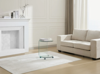Vente-unique - Beistelltisch mit Rollen - gebogenes Sicherheitsglas - Transparent - TILPY