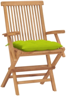 vidaXL Gartenstühle mit Hellgrünen Kissen 4 Stk. Massivholz Teak 3065643