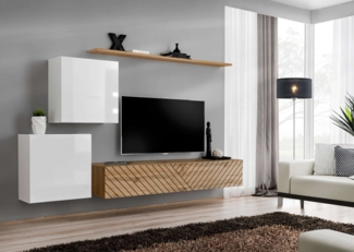 99rooms Swotch V L Wohnwand Weiß Wotan Eiche