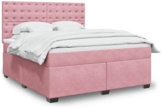 vidaXL Boxspringbett mit Matratze Rosa 180x200 cm Samt 3293295