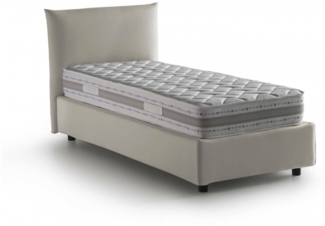 Dmora Azeglio-Einzelbett, Bettkasten mit Stoffbezug, 100 % Made in Italy, Öffnung vorne, inklusive Matratze 80 x 190 cm, Beige