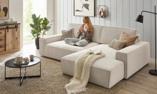 Home affaire Ecksofa NEU: SHERWOOD XXL 284, Big-Sofa L-Form, tiefe Sitzfläche 95 cm, Cord, Recamiere rechts/links, als Schlafsofa stellbar, Cord u. Leinenoptik