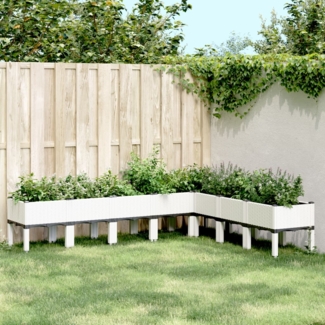 vidaXL Pflanzkasten mit Beinen Weiß 200x160x42 cm PP 367914