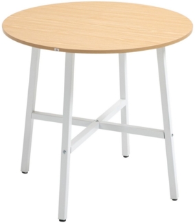 HOMCOM Esstisch für 4 Personen (Küchentisch, 1-St, Wohnzimmertisch), für Esszimmer, Küche, Stahl, Naturholz, 80 x 80 x 76 cm