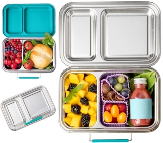 LEKKABOX Lunchbox DUO Edelstahl Brotdose, 2 Fächer - Kinder Bento Box Lunchbox, 2 auslaufsichere Fächer dank der herausnehmbaren Silikondichtung