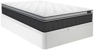 Vente-unique - Set aus Bettgestell mit Bettkasten + Taschenfederkernmatratze & Topper - 140 x 190 cm - Hybridmatratze - Stärke 30 cm - Weiß - GAMIANI von YSMÉE