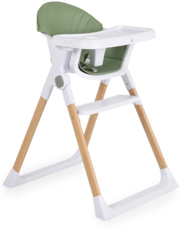 Cangaroo Kinderhochstuhl Almond Holzoptik klappbar Doppeltablett Sicherheitsgurt grün