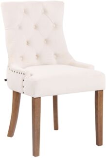 CLP Esszimmerstuhl Aberdeen Samt mit Gestell aus Kautschukholz und Sitzhöhe von 50 cm,creme antik-hell