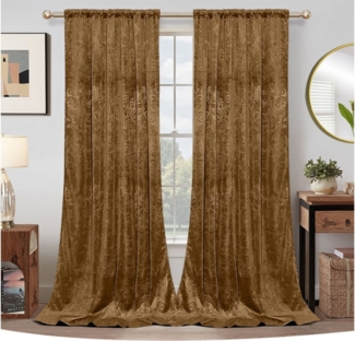 LMaxhome Verdunkelungsvorhang Zerkleinert Samt Velvet Verdickt Gardinen Winter Solide Verdunkelnd, (2 St), 290g/m², Floral Gequetscht Blickdicht Vorhang, Wohnzimmer Schlafzimmer