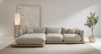 OTTO home Ecksofa Kalix, Polsterecke mit kräftigem Holz-Plateau, moderne Couch in L-Form, wahlweise Recamiere links o. rechts, Strukturstoff, hoher Sitzkomfort