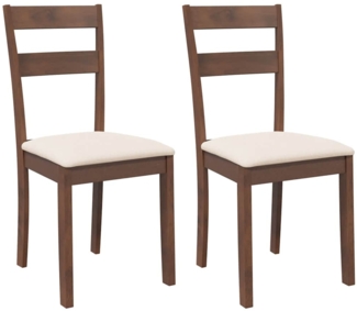 vidaXL Esszimmerstühle mit Kissen 2 Stk. Braun Massivholz Gummibaum 4102380