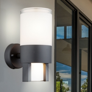 LED Wandlampe, Aluminium Druckguss, grau, UP DOWN, H 22,5 cm