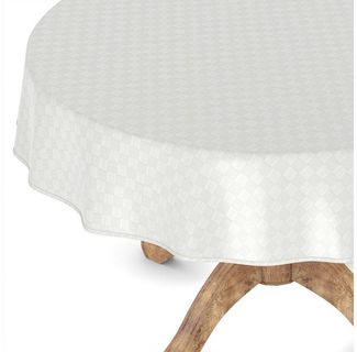 ANRO Tischdecke Wachstuchtischdecke Gartentischdecke Wachstischdecke (Einzelstück 1-tlg), Damast Rund 100cm wasserabweisend mit Saum
