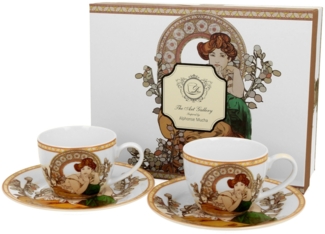 DUO ART GALLERY 2er-Set Espressotassen 90 ml TOPAZ mit Untertassen, New Bone China Porzellan