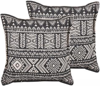 Kissen 2er Set SIRVAN Bouclé 45 x 45 cm Geometrisches Muster Schwarz