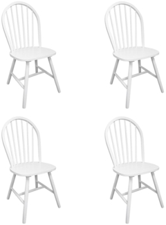 vidaXL Esszimmerstühle 4 Stk. Weiß Massivholz Gummibaum 242027