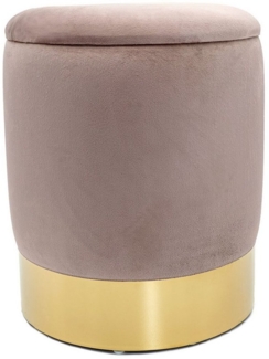 Casamia Sitzhocker Samthocker mit Stauraum Ø 31 H 38 cm Deko Hocker Samt gold Hocker Schm