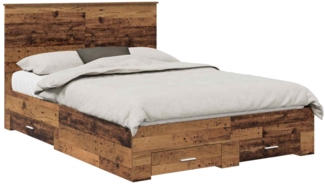 vidaXL Bettrahmen mit Kopfteil Altholz 135 x 190 cm Holzwerkstoff 3411321