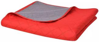 vidaXL Zweiseitige Tagesdecke Gesteppt Rot und Grau 230x260 cm 131557