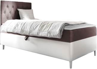 Boxspringbett 'Lenda Junior 1', rosa, 90 x 200 cm, Links