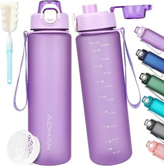 AOHAN Trinkflasche 1l BPA frei Sport Wasserflasche lila 1l