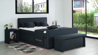 Meisterbetten Boxspringbett Amos 100x220 in W-Black in W-Black, Matratzenbezug Nano, Ergoflex-Topper, mit Fussteil