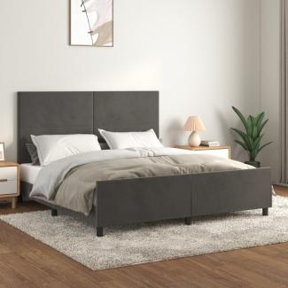 Bettgestell mit Kopfteil Samt Dunkelgrau 160x200 cm, Härtegrad: H2 [3125642]