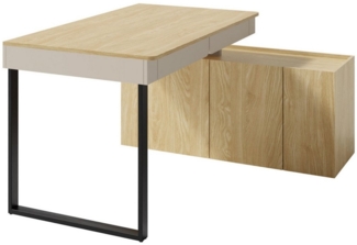 Deine Möbel 24 Kinderschreibtisch LIBU 10 Schreibtisch (Set, 2-St, Kinderzimmer Jugendzimmer Arbeitszimmer), LIBU-Kollektion Beige Eukalyptus Eiche Schubladen Stauraum