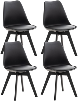 CLP 4er Set Esszimmerstuhl Linares Mit Buchenholzgestell,schwarz/schwarz Kunststoff