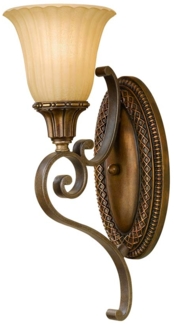 Wandlampe, Stahl Glas, Gold Bronze, H 41,9 cm