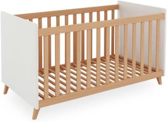 Bubema Babybett Lino höhenverstellbar, Farbe: natur/weiß, Größe: 60 x 120 cm