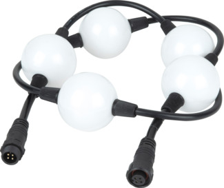 SHOWTEC Pixel Bubble Verlängerungskabel 1 m Kabel mit 5x50 mm weiß mattierten LED-Kugeln