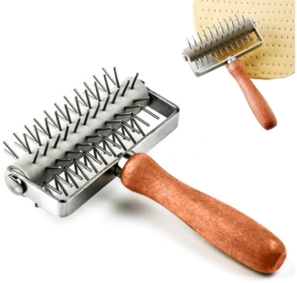 GarveeMore Teigroller Pizza Docking Tool Gebäckrolle mit Edelstahl Spikes