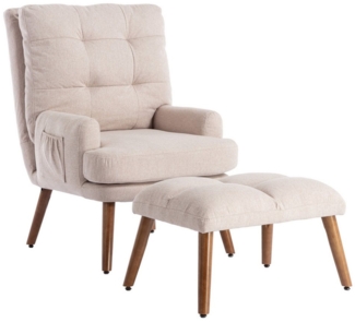 KLAM HOME Relaxsessel Moderner Loungesessel mit Fußhocker verstellbare Rückenlehne (Set, 2-St, Rückenlehne 10-stufig verstellbar, neigbar), Stuhl mit Relaxfunktion Seitentaschen