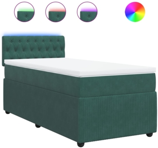 vidaXL Boxspringbett mit Matratze Dunkelgrün 80x200 cm Samt 3289899